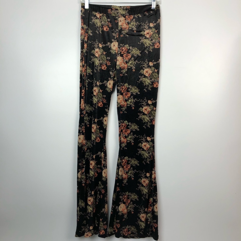 The Paisley Parrot boho flare faux velvet pants